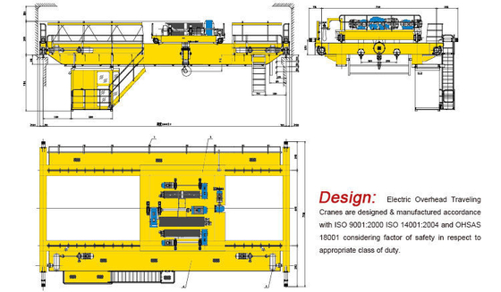 Warehouse Double Girder Overhead Crane Trolley Customized Traveling Speed