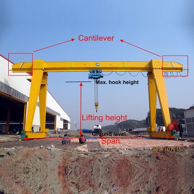 10 Ton Electric Travelling Single Girder Gantry Crane With Hoist Span 16 Meters