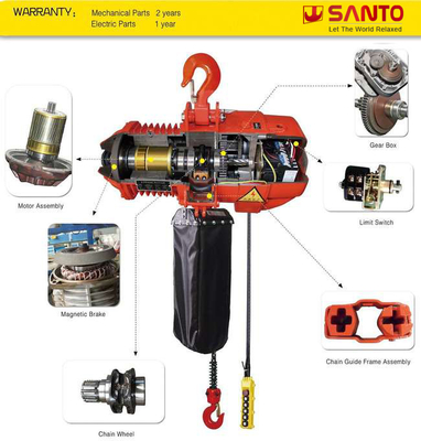 Customized HHBD 2 Ton Electric Chain Hoist With Hook / Motorized Trolley
