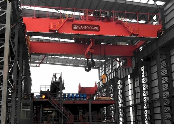QDY 5-74/20 Ton Double Girder Steel Gantry Crane A7 Double Hook Casting Ladle Crane
